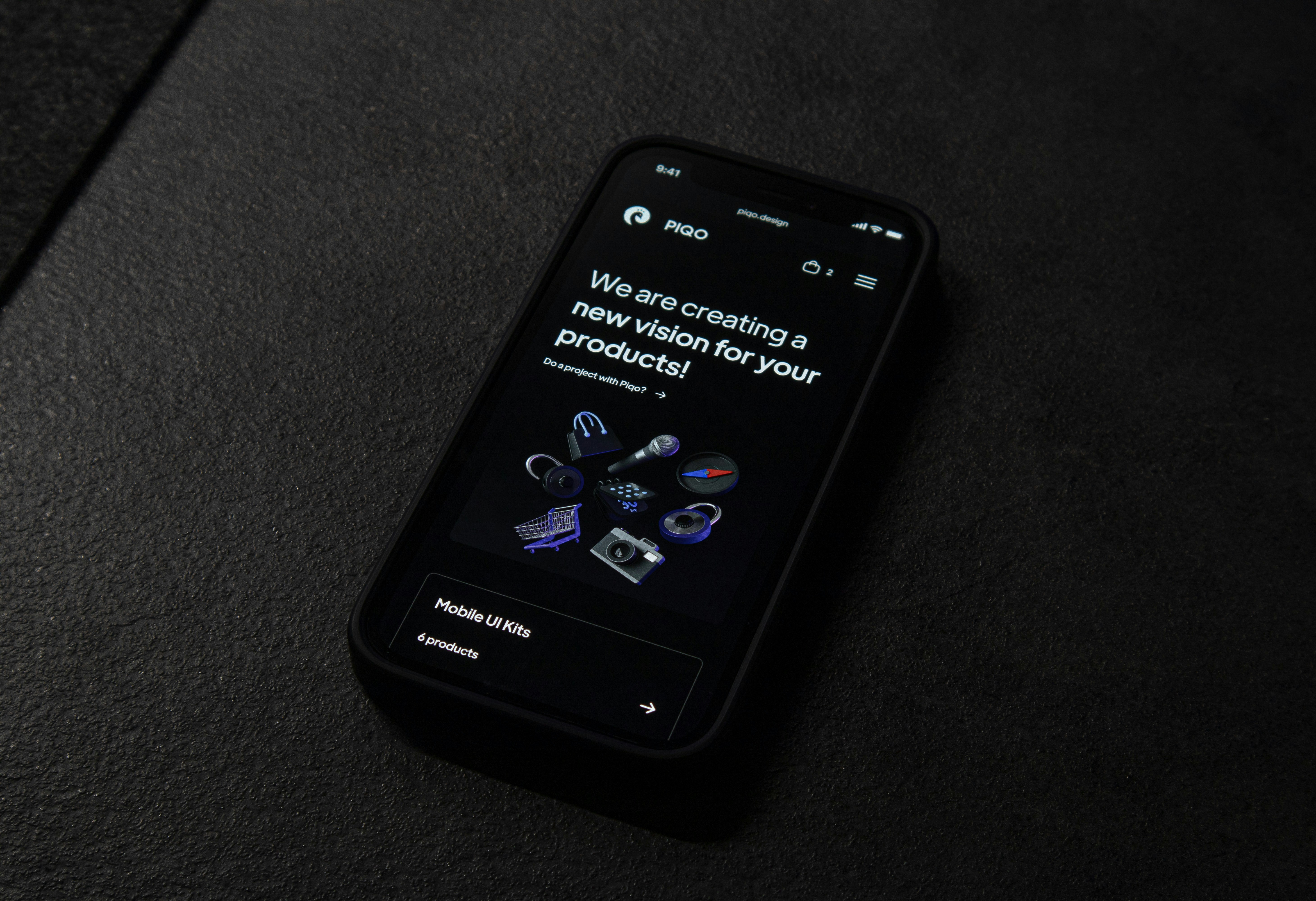 Website interface with text and abstract drawing