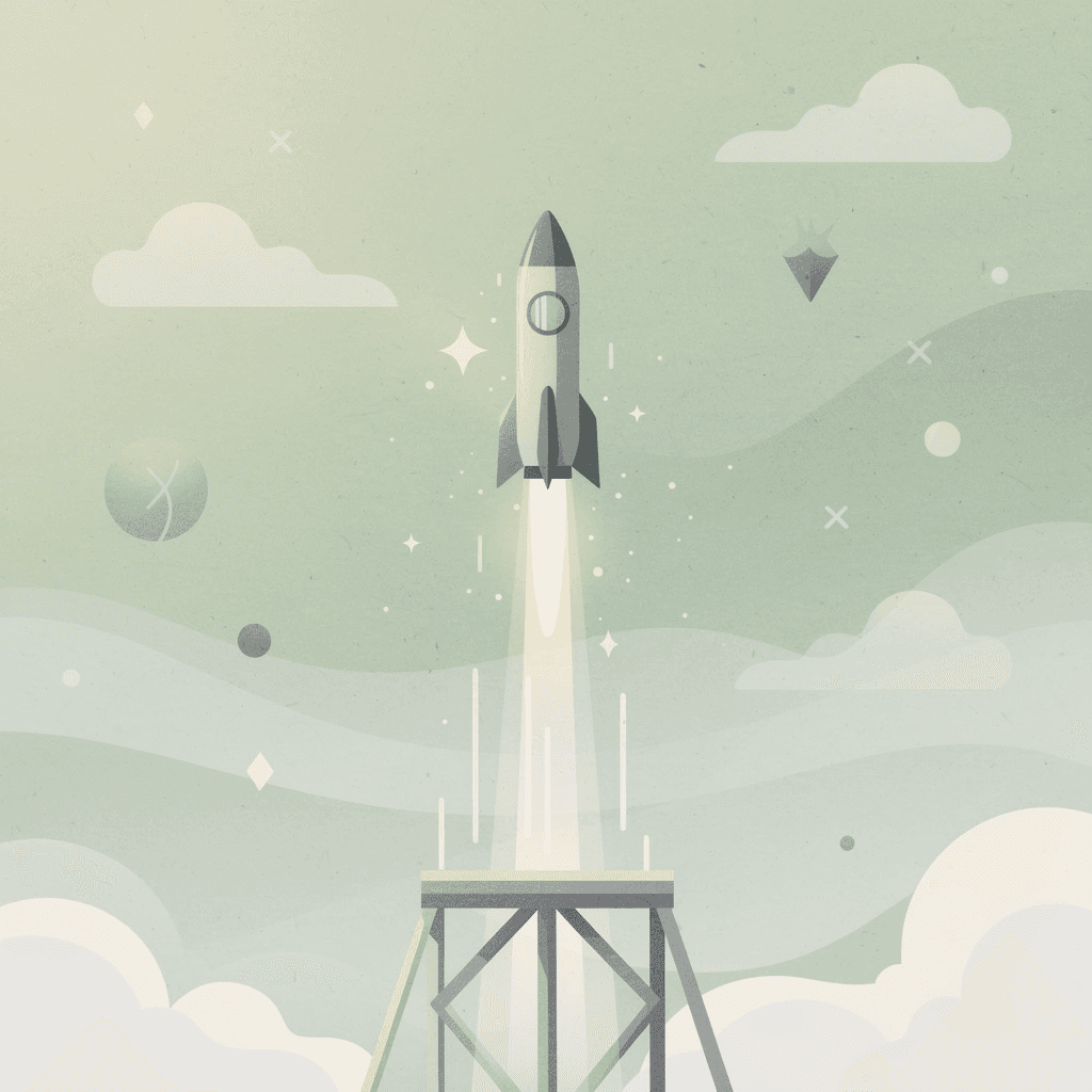 Scene illustration of growth launching upward while costs remain stable
