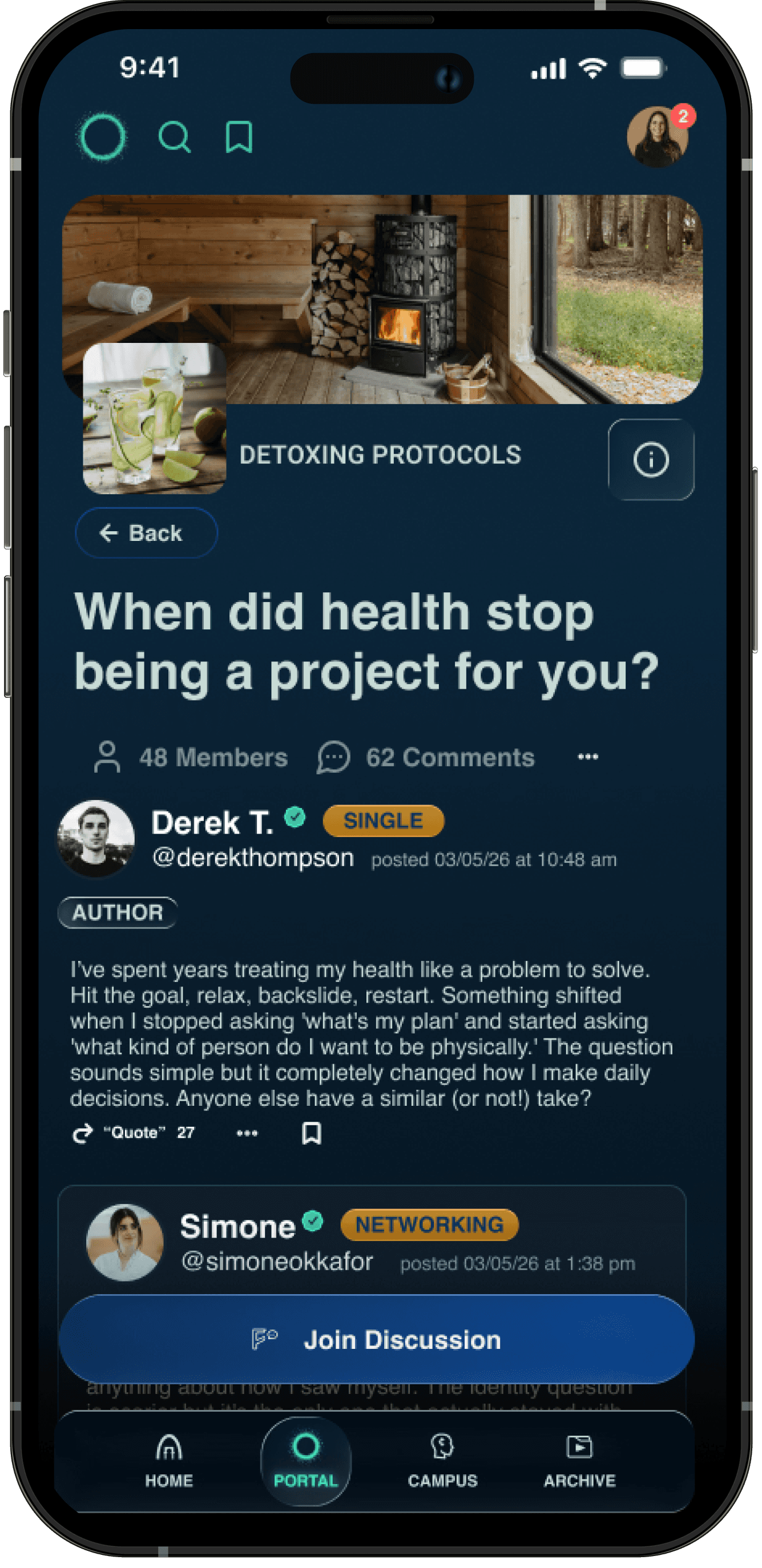 Phone screen of Forum Thread