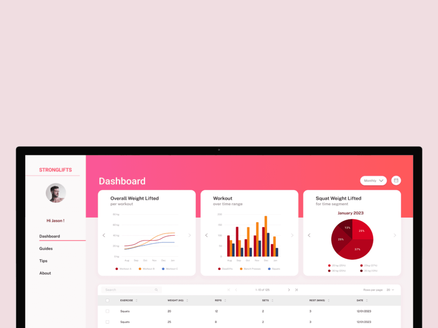 The home page header and footer