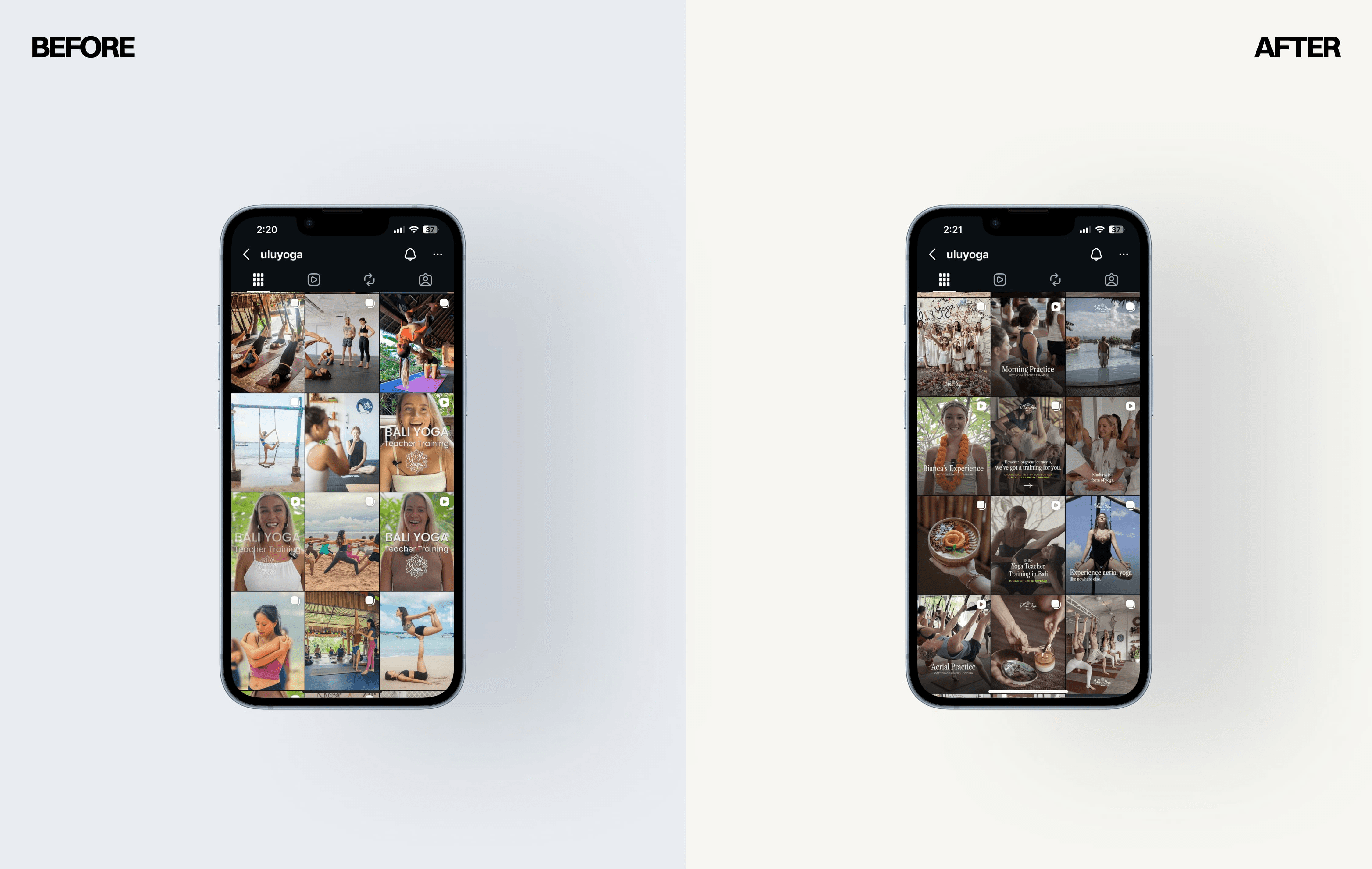 Instagram redesign yoga brand Bali