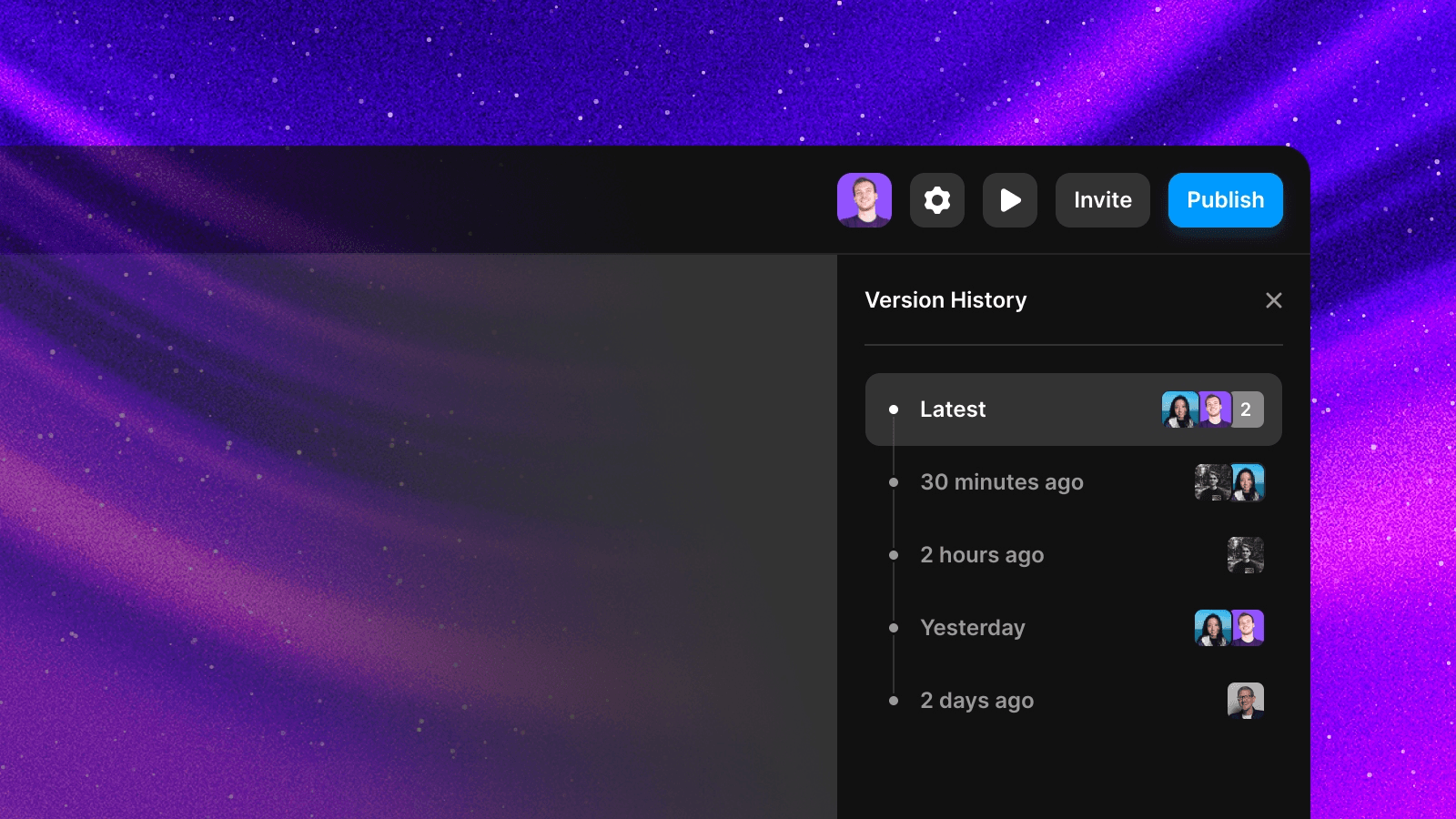 היסטוריית האתר שלכם לעולם לא תאבד, וניתן לשחזר גרסאות בקלות.