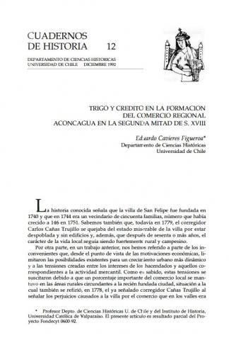 Trigo y crédito en la formación del comercio regional. Aconcagua en la segunda mitad del siglo XVIII.