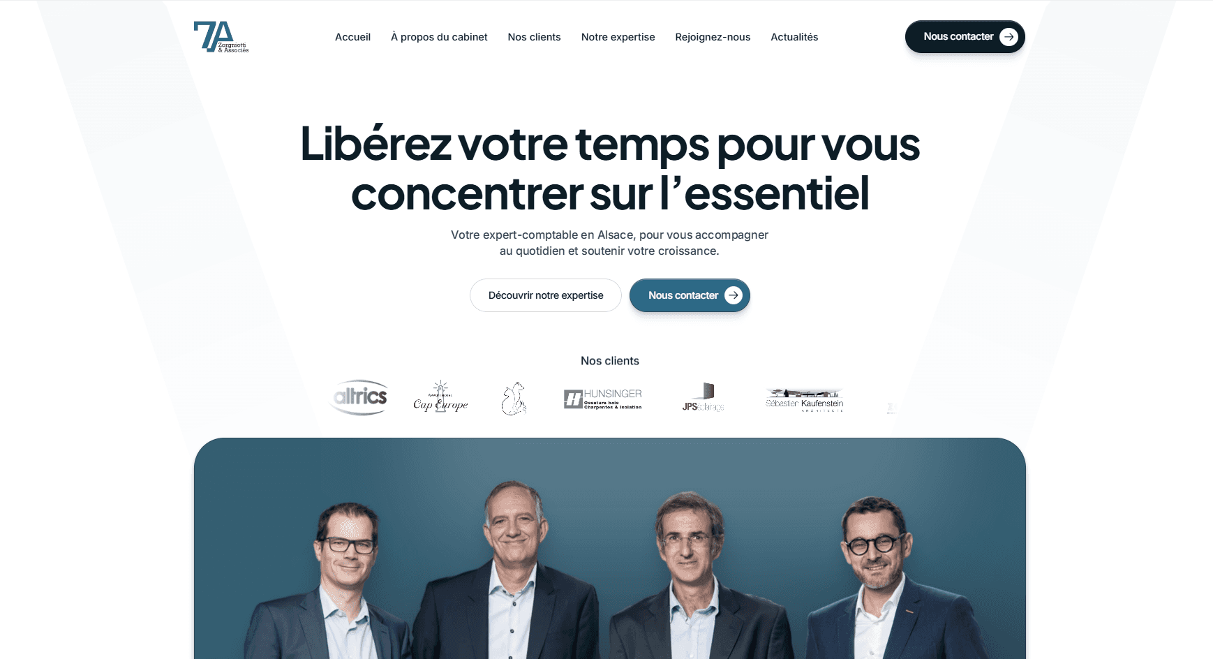 Hero section du site du cabinet Zorgniotti