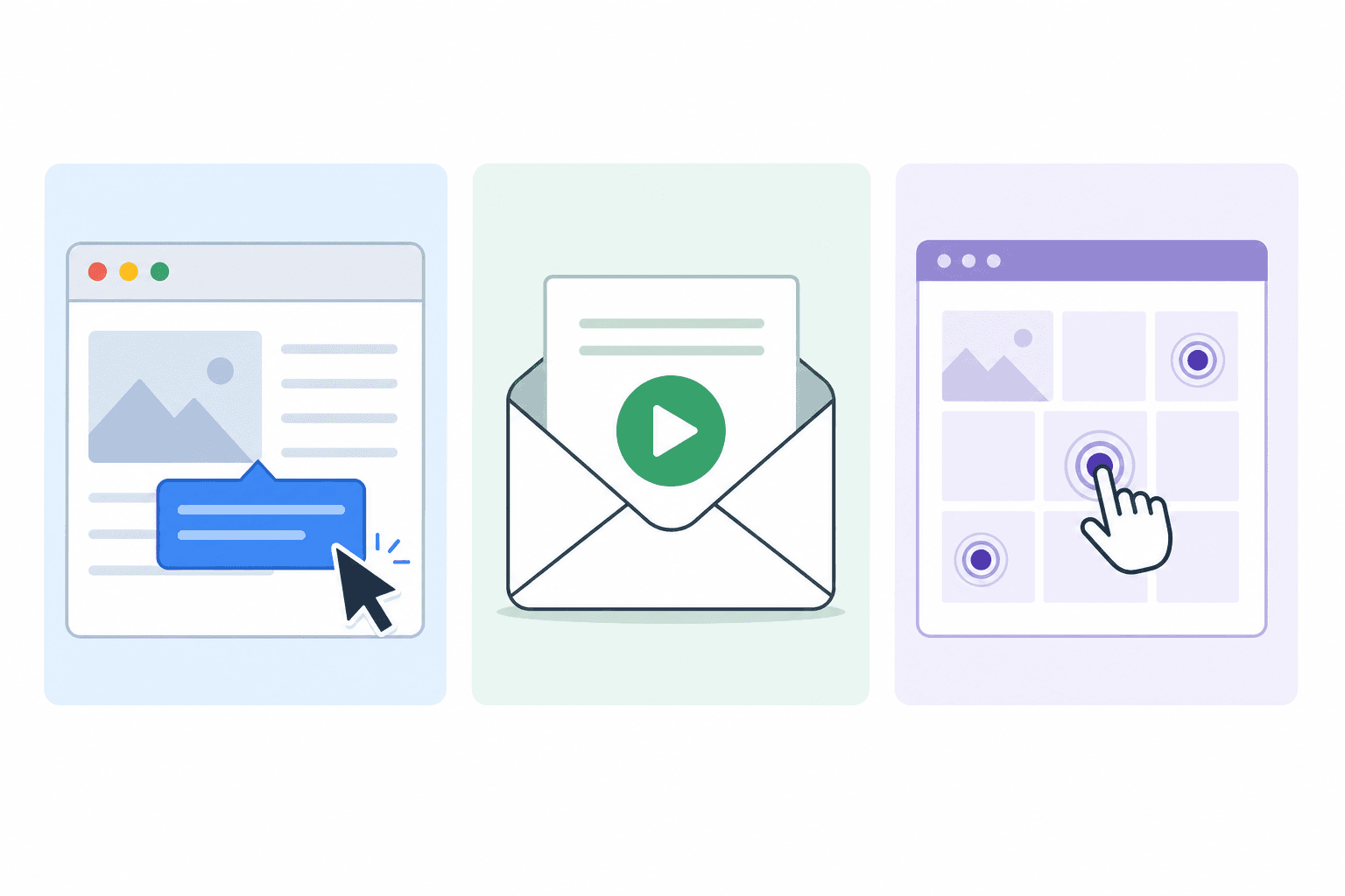 Three product tour formats: in-app, video, and interactive