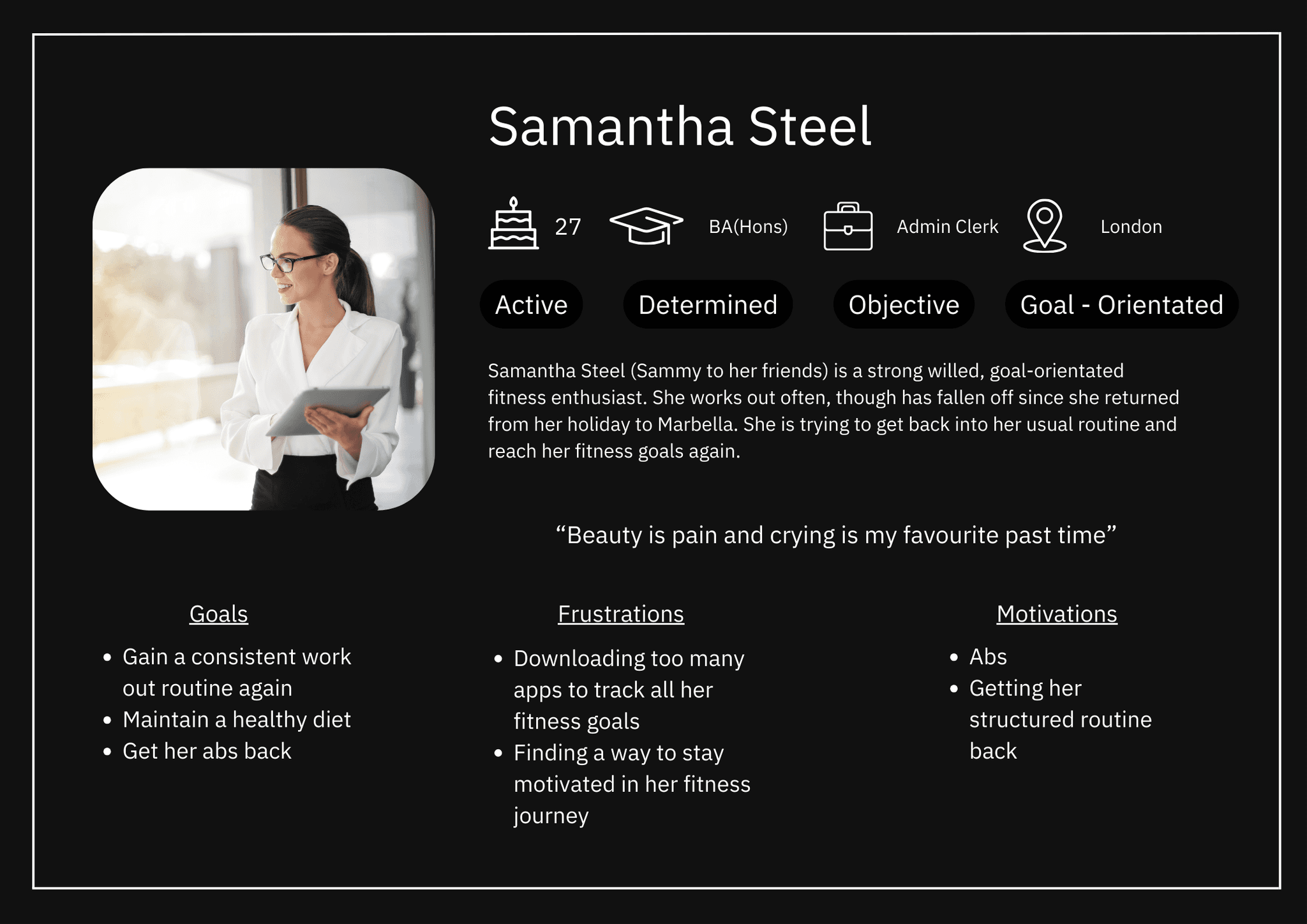 Samantha Steel User Persona