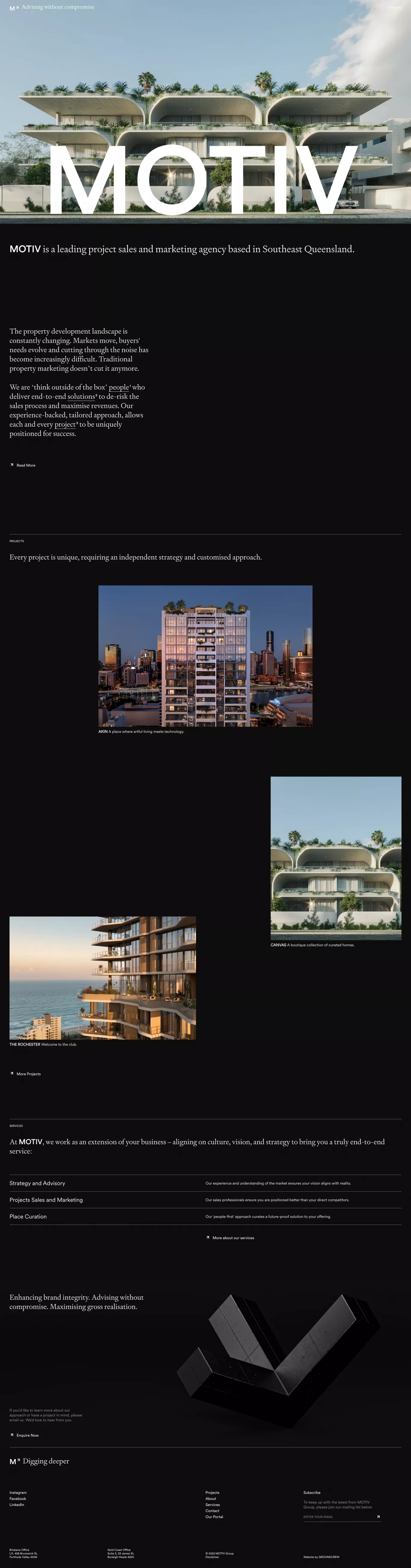 Homepage portfolio page screenshot showcasing Marketing and Real Estate design