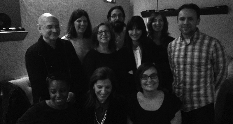 a black and white group portrait
