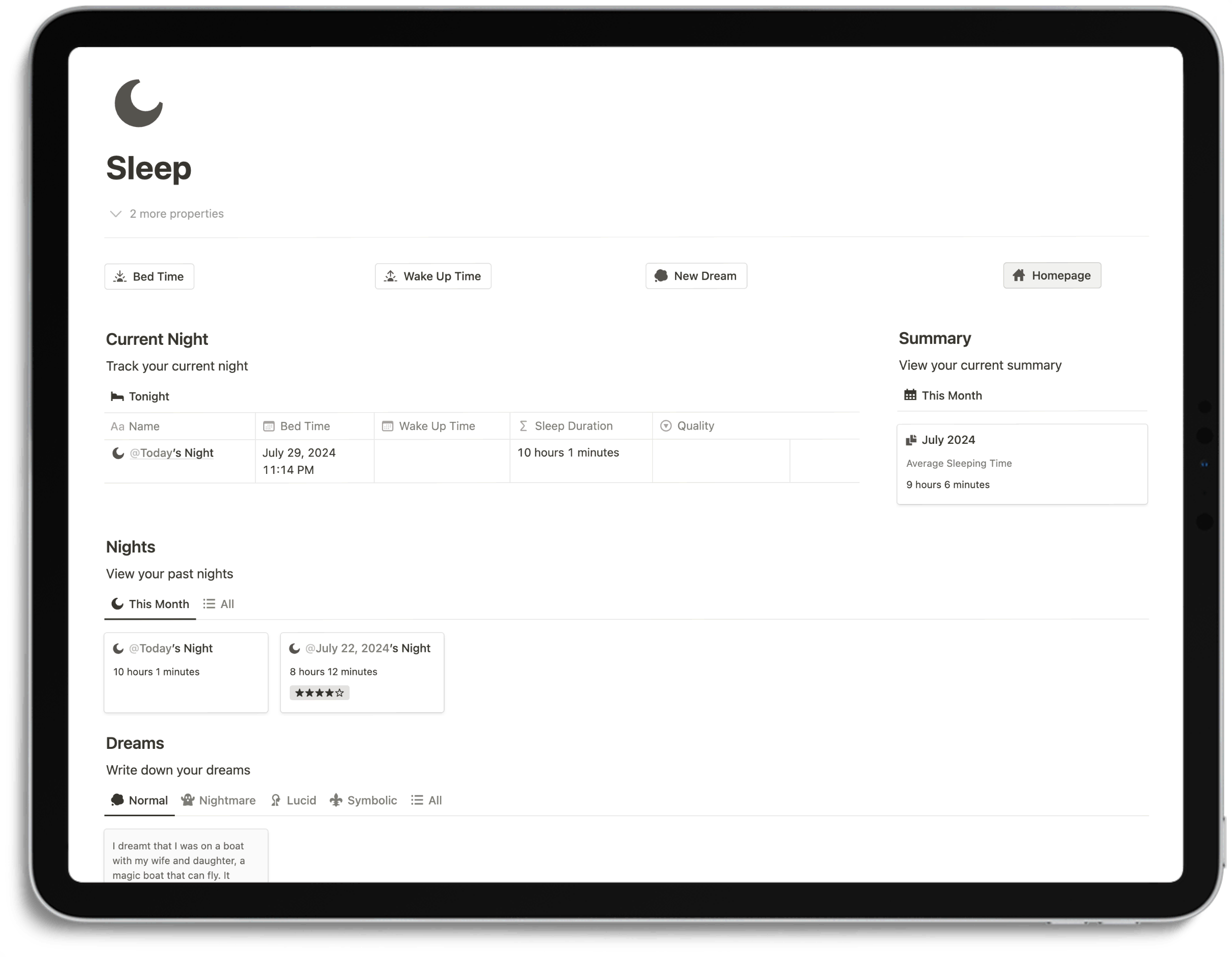 Notion Optimal Health System - Sleep