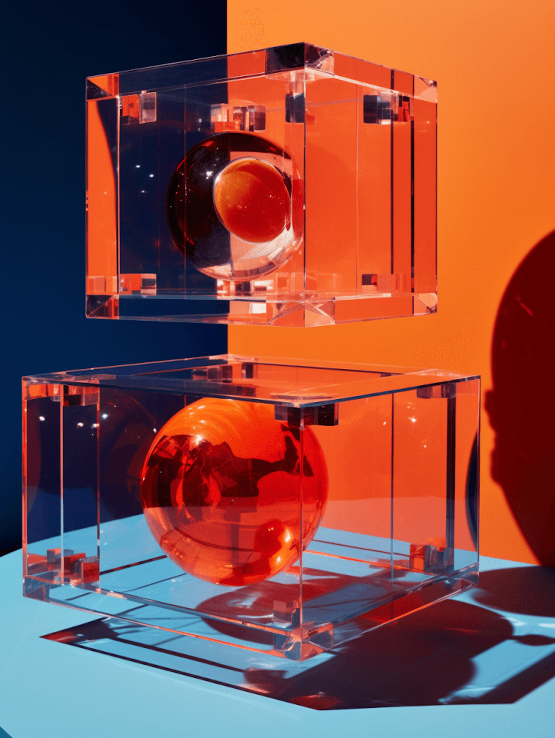 transparent orange cube