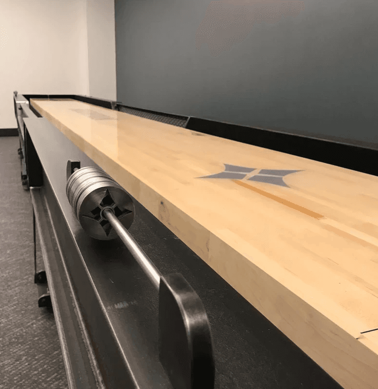 Custom shuffle board fabricated by TratFab in Star Idaho.