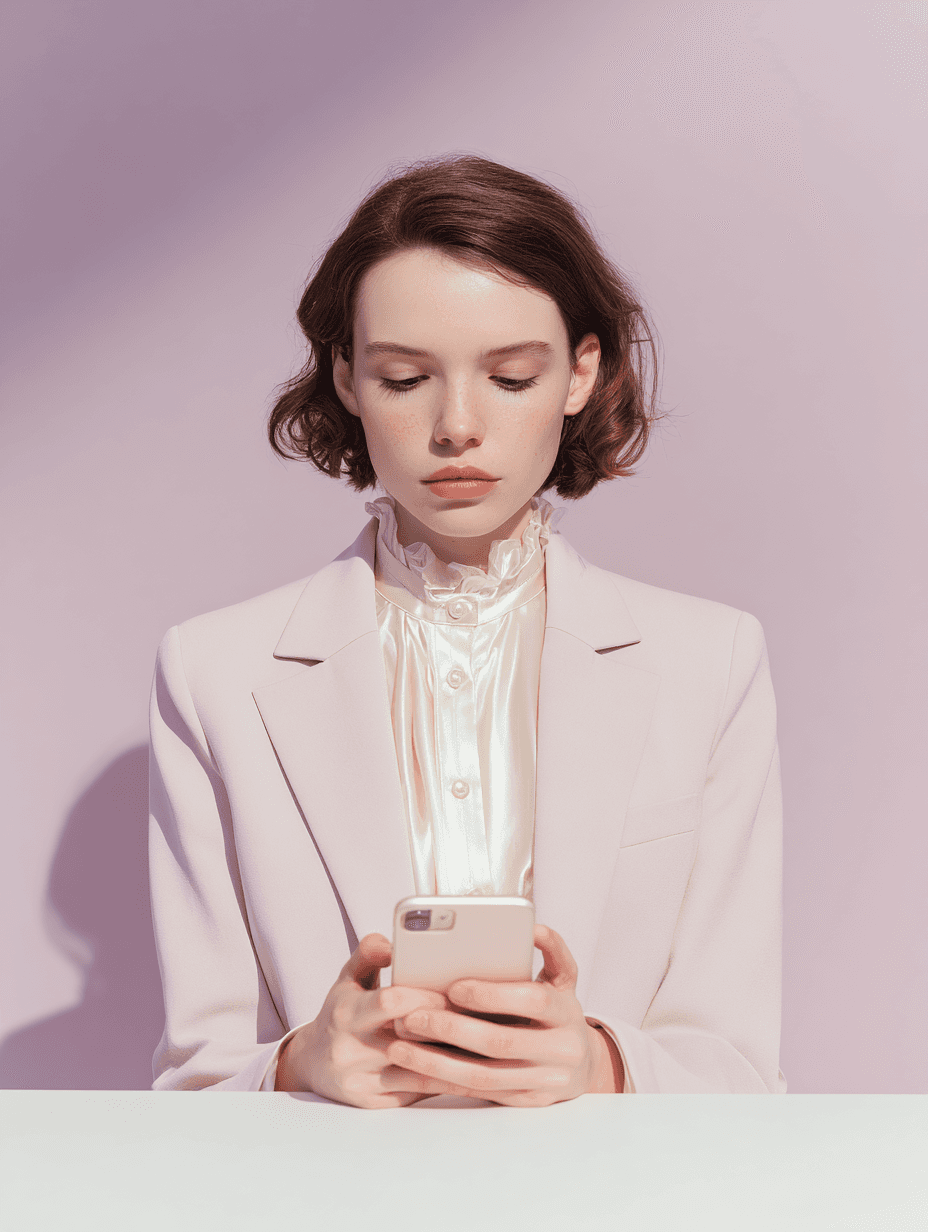 Portrait of a person in a pink sweater against a light background