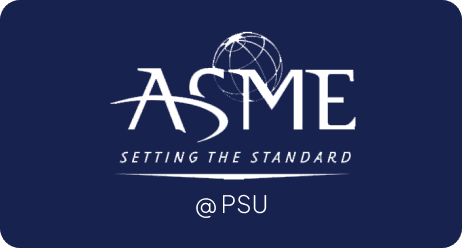 The ASME logo with the words "@ PSU" underneath over a blue background.
