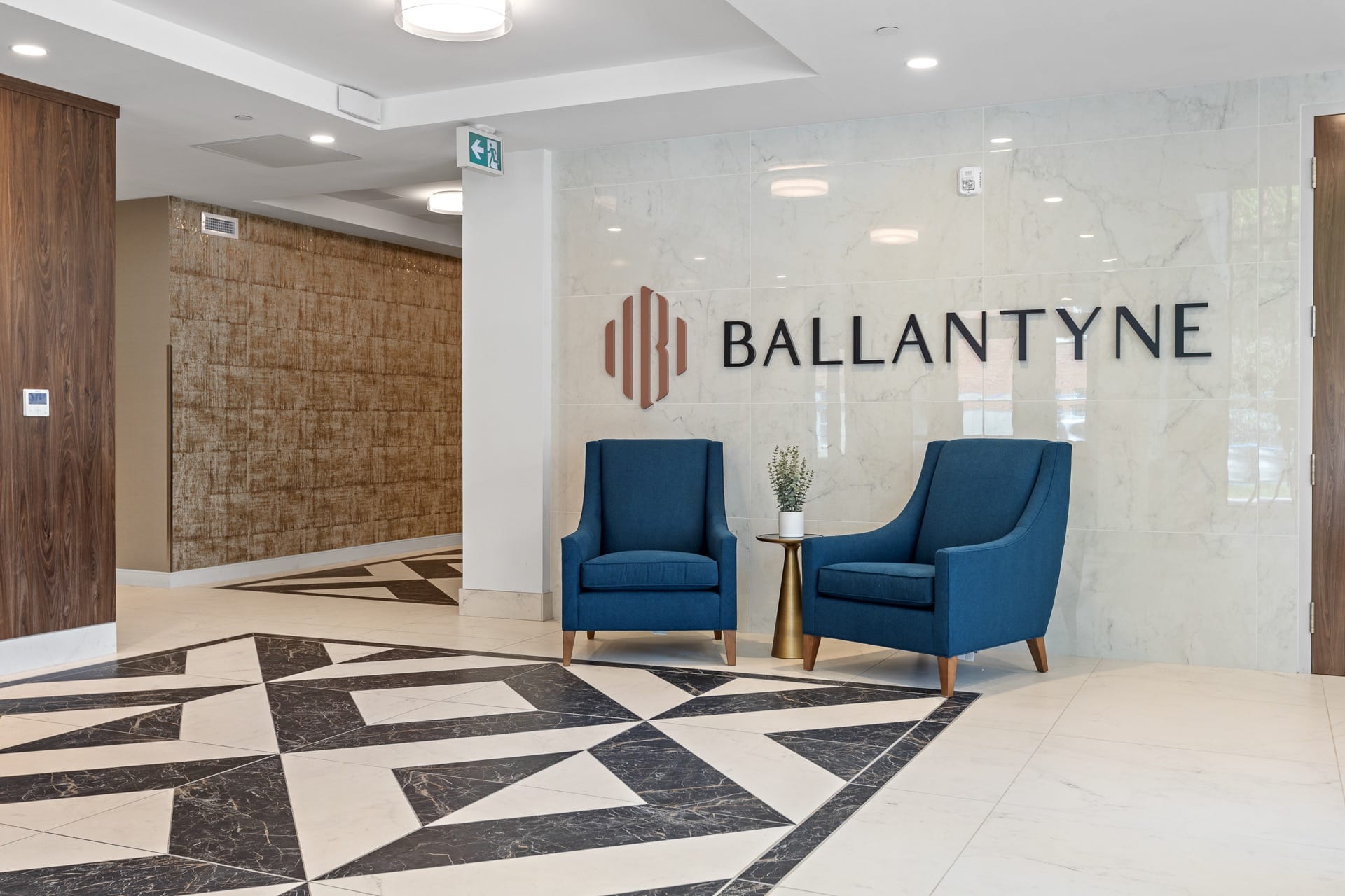 Ballantyne logo on interior signage.
