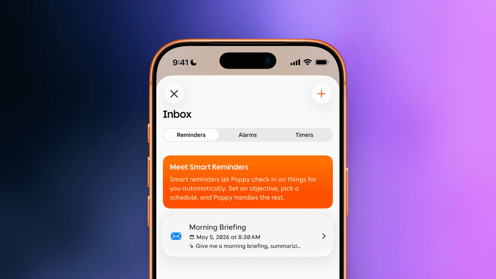 Poppy Smart Reminders screen