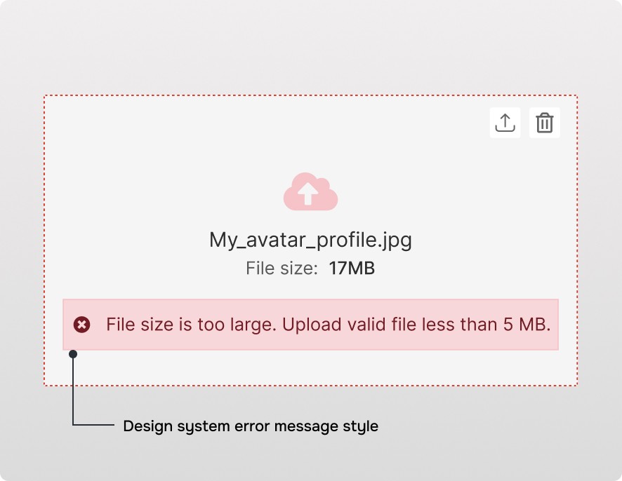 Image to show error message in our design system style