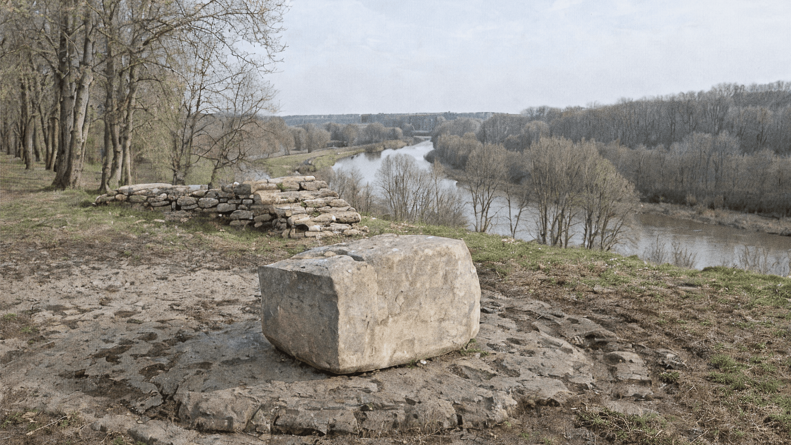 Sacred artwork by Faith and Verse. © Faith and Verse, 2026. All rights reserved. The foundation of Maubeuge Abbey rising along the Sambre.