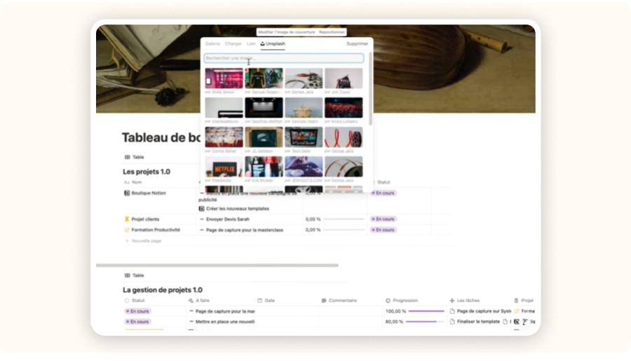 customization via Unsplash