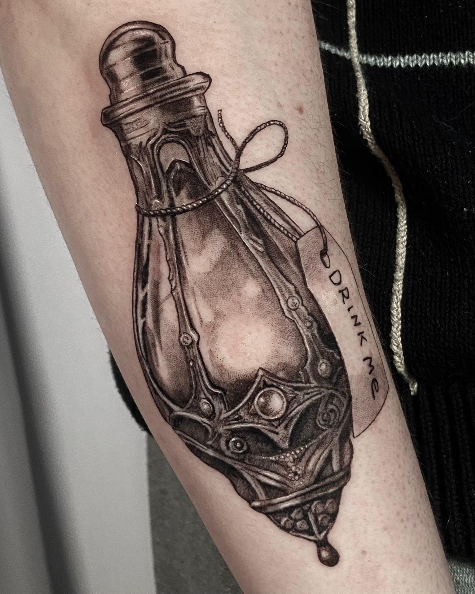 Playful Graphic Linework Fairy Tattoo by Artist Sandra