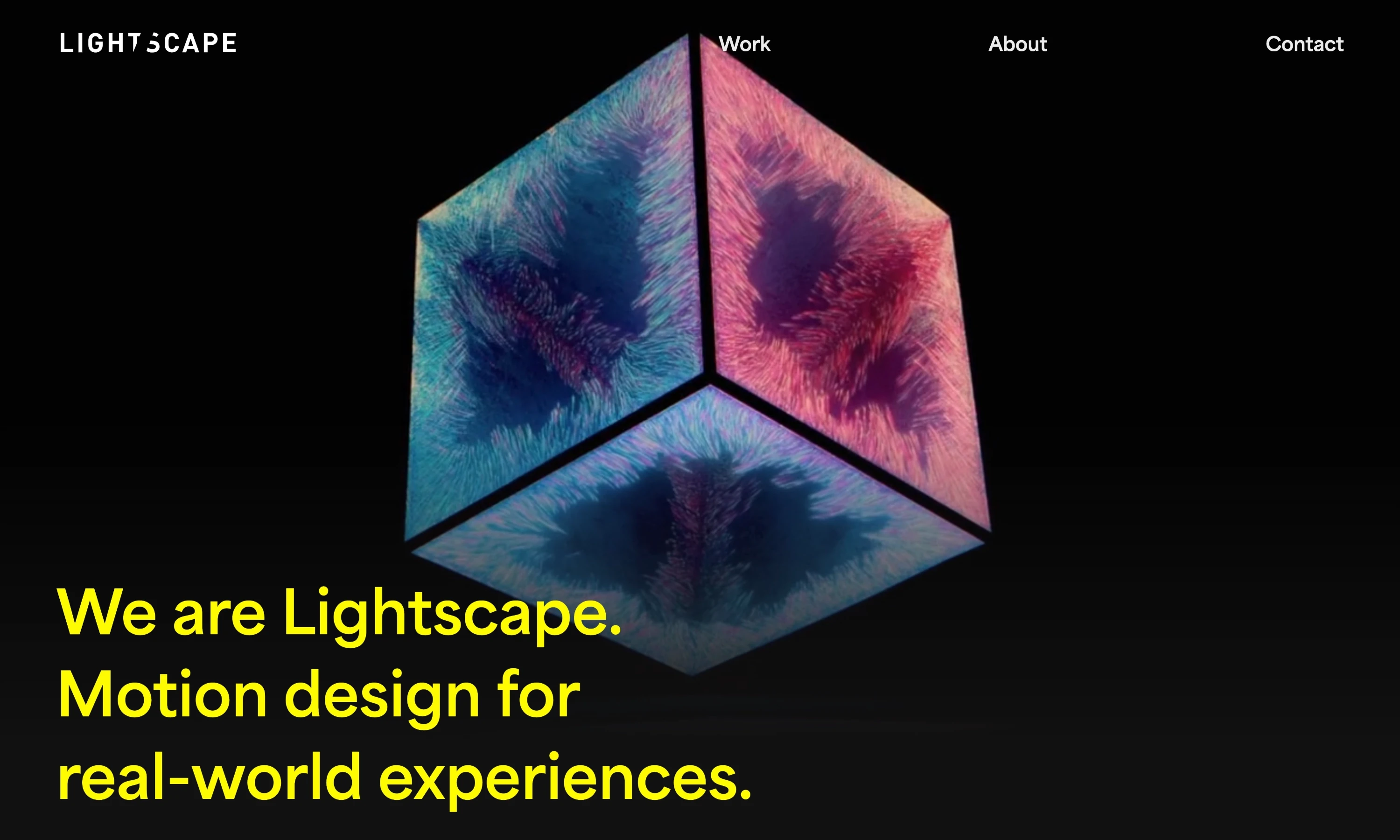 Landing section on homepage with projection project in the background 