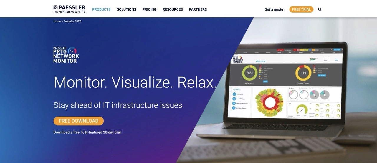 PRTG Network Monitor homepage