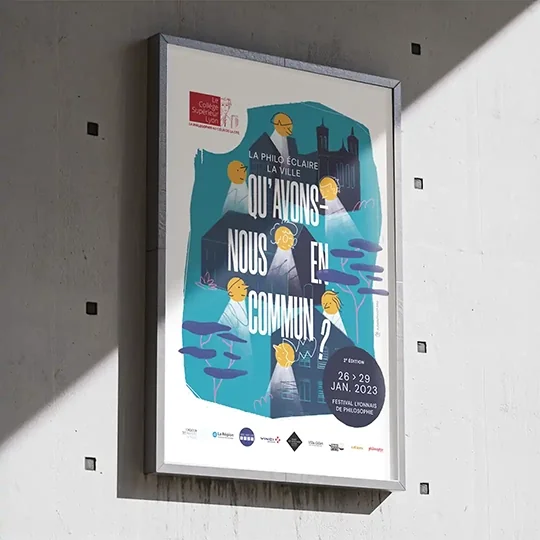 Affiche pour un festival de philosophie lyonnais "Qu'avons-nous en commun"