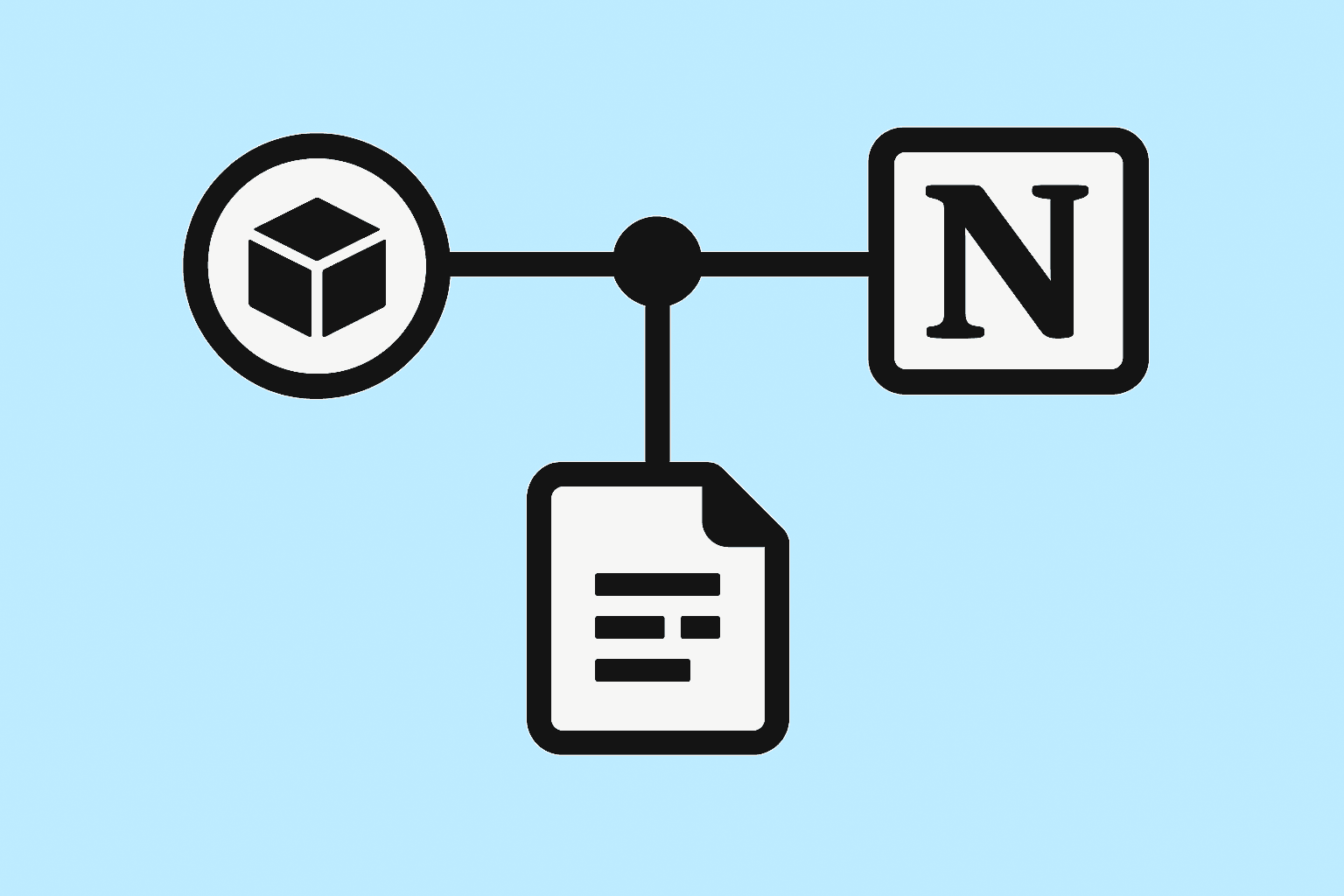 Icons representing Airtable, Notion, and spreadsheets connected via a flow diagram, indicating seamless CRM and data platform integration.