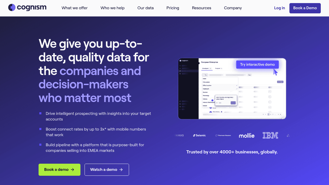 Screenshot of https://cognism.com