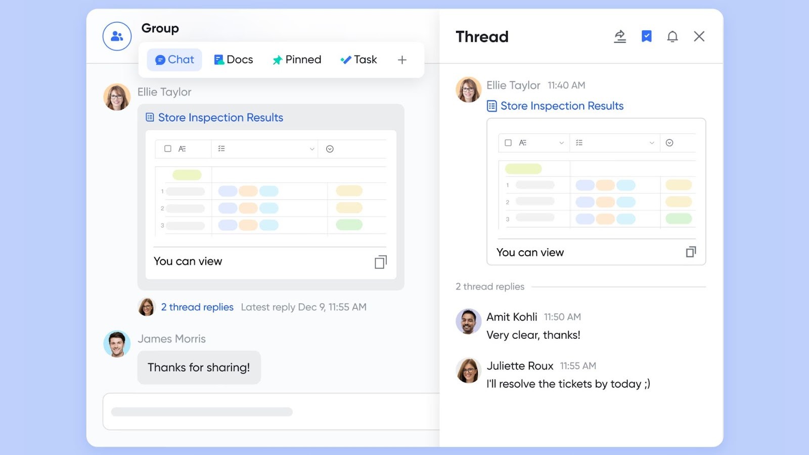 Lark's document collaboration within a group chat