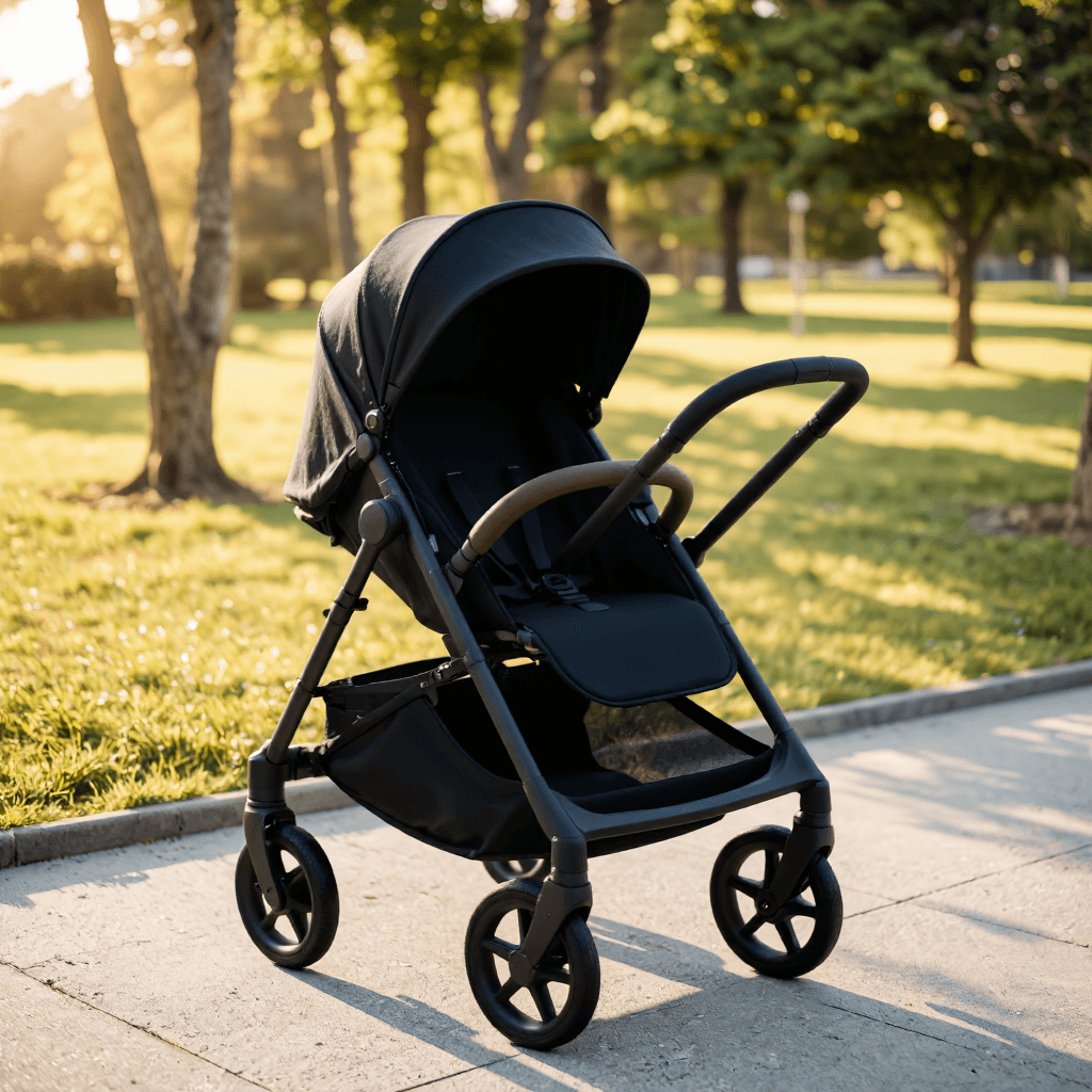 product photography of a stroller for infants and toddlers