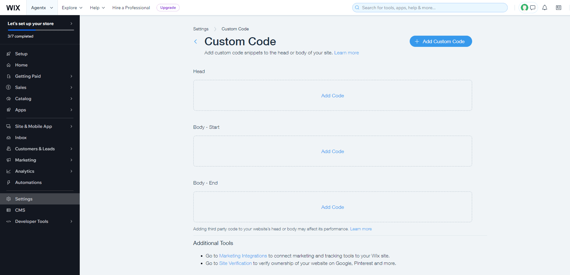 AgentX AI Agent on Wix