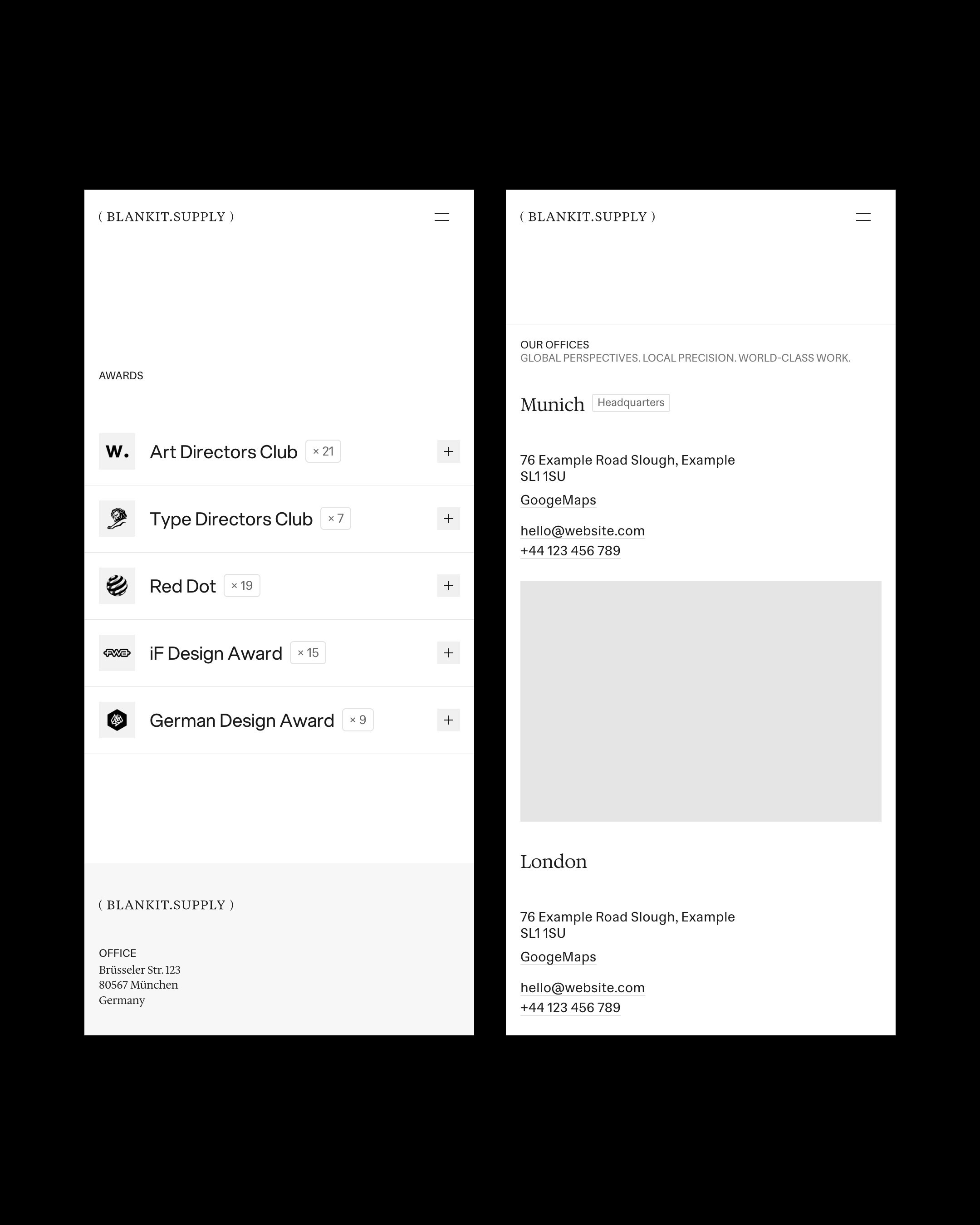 Professional portfolio website made with Blankit