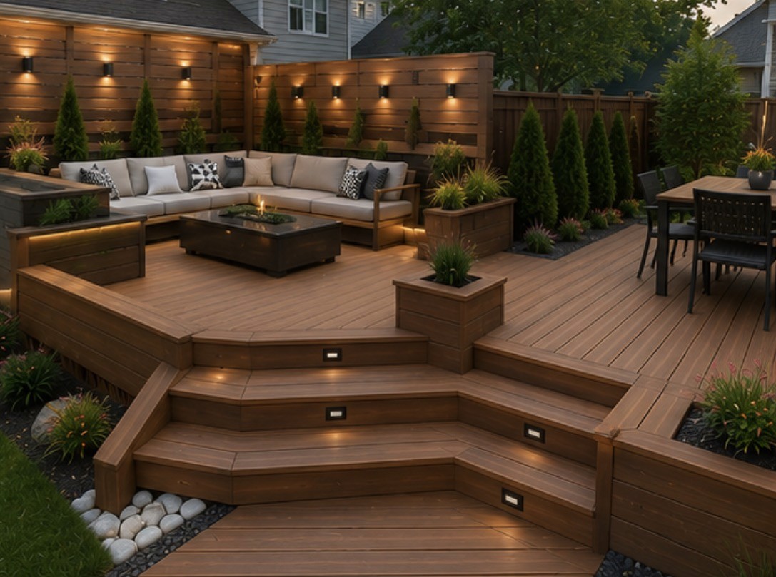 Finished deck with outdoor dining area