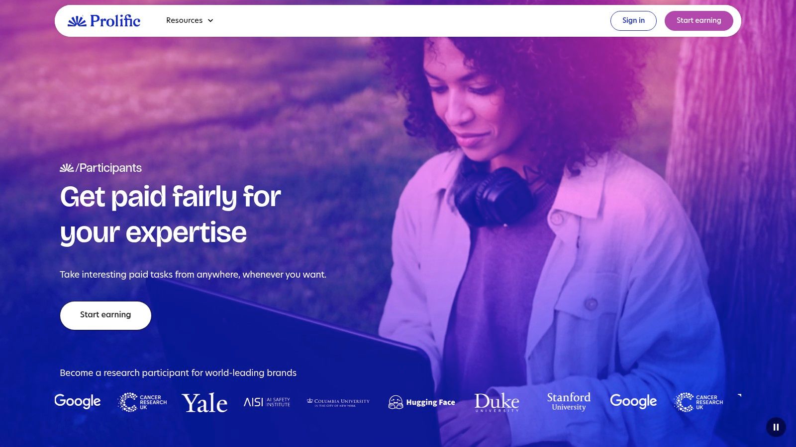A screenshot of the Prolific dashboard on a mobile phone, showing available studies with their payment and time estimates.