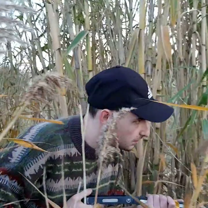 Adrien performing the walking reference for UFO among tall reeds.