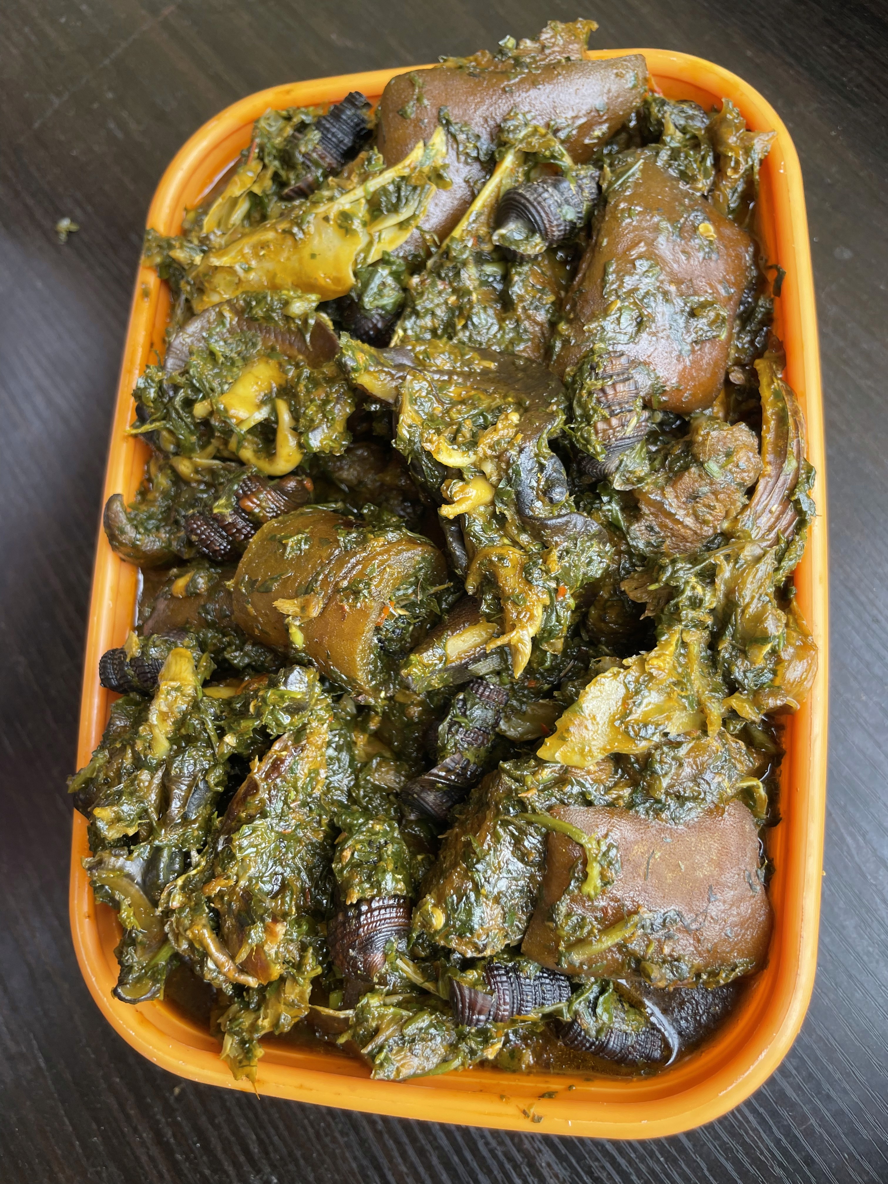 Afang soup in a bowl