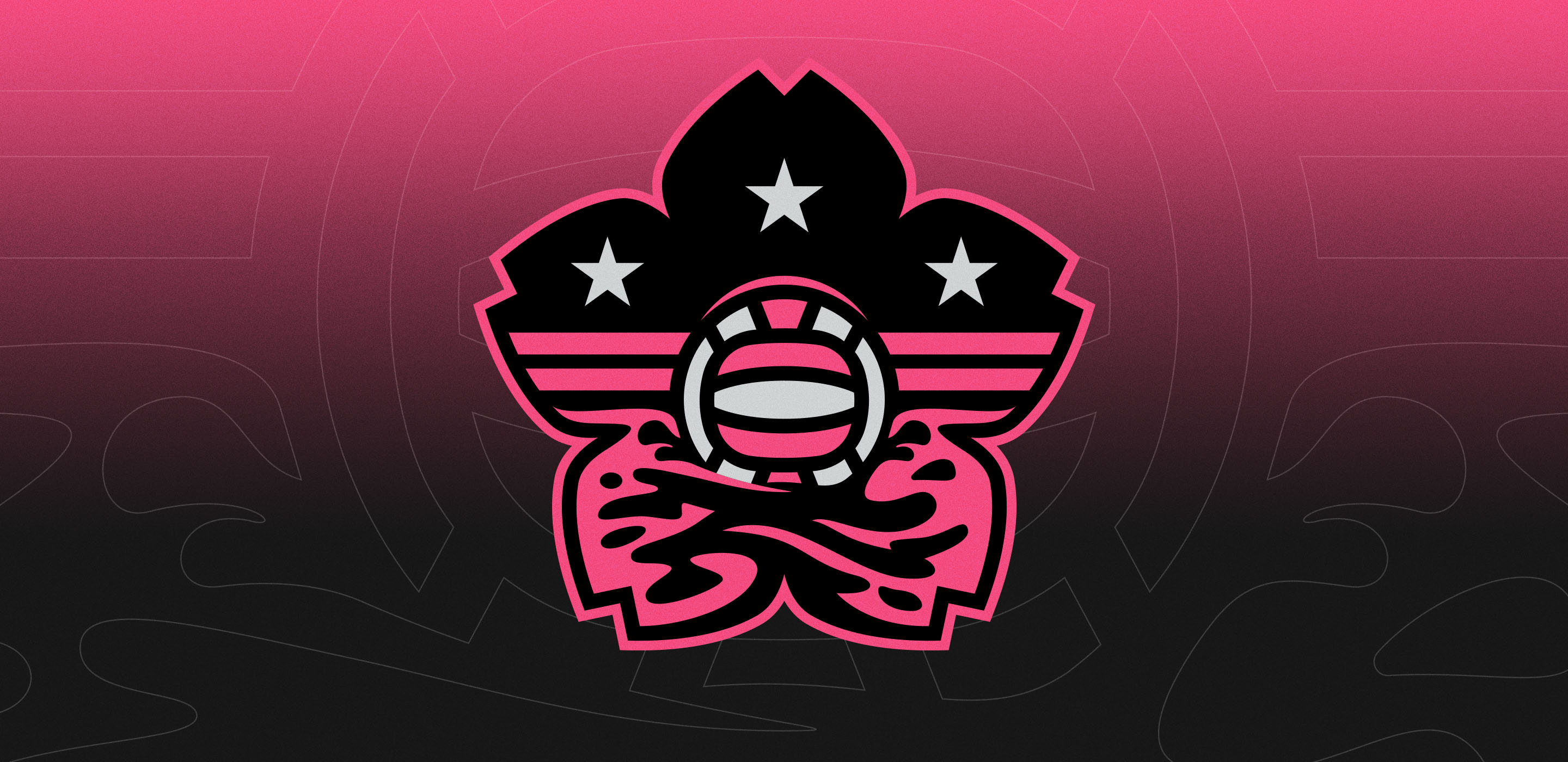 Blossoms Water Polo Club logo on black to gradient background.