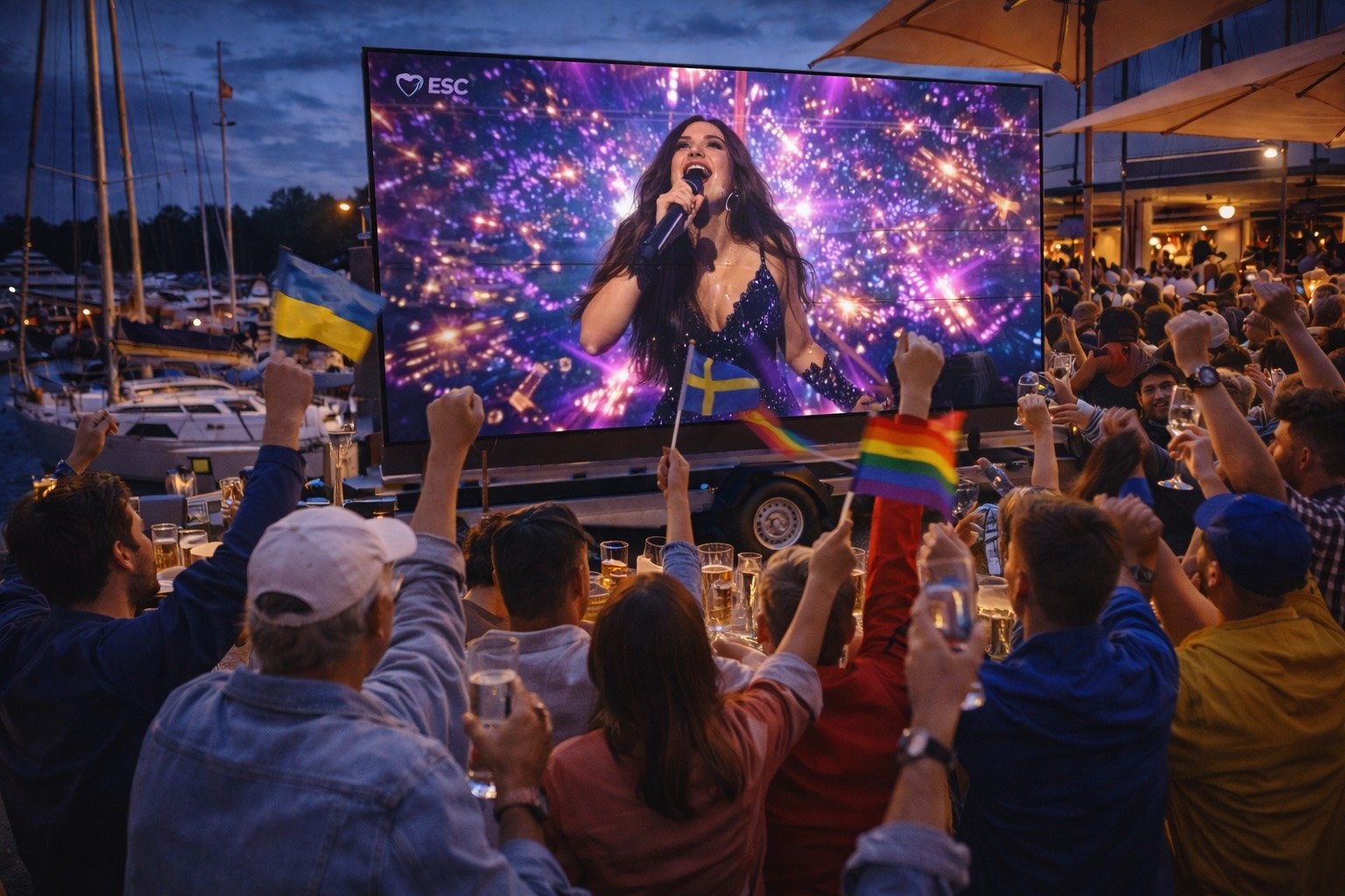 LED Wand beim ESC Public Viewing