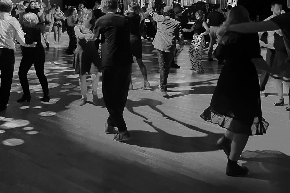 Swing dancers social dancing Snowball in Stockholm