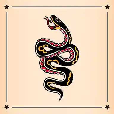 Design of a snake tattoo in American Traditional style