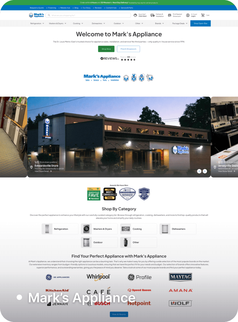 Markโs Appliance storefront