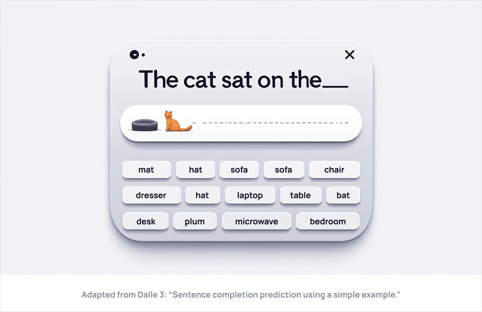 Adapted from Dalle 3: “Sentence completion prediction using a simple example.”