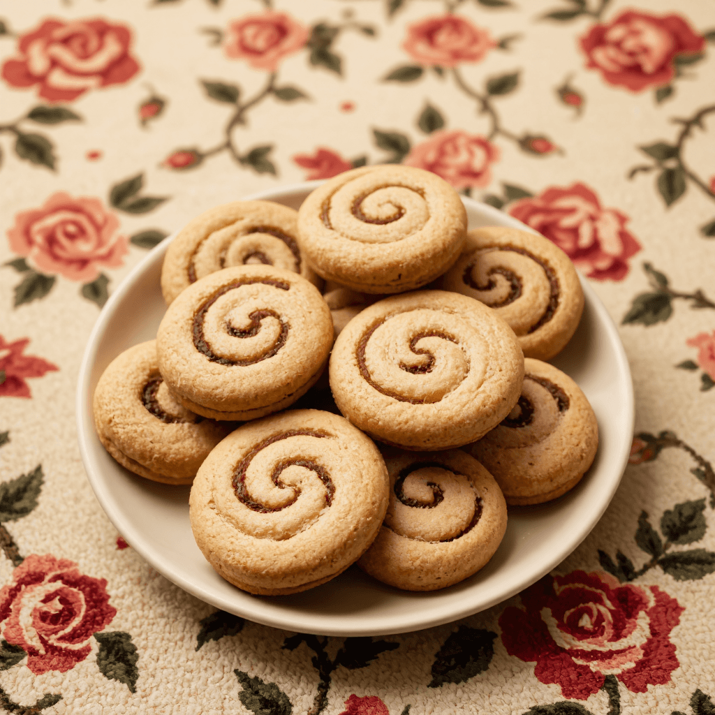 product photography of a plate of patterned cookies