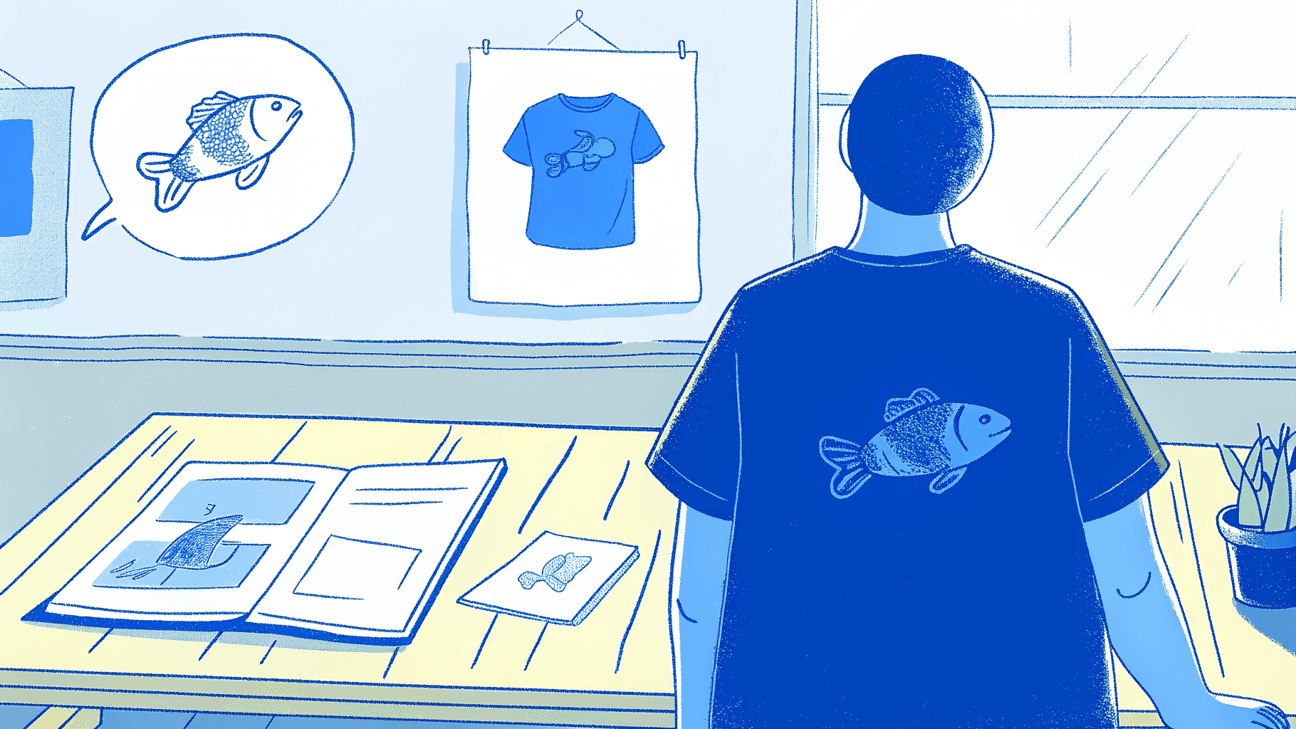 Fishing team name concept moving from idea to printed crew shirt to tournament banner