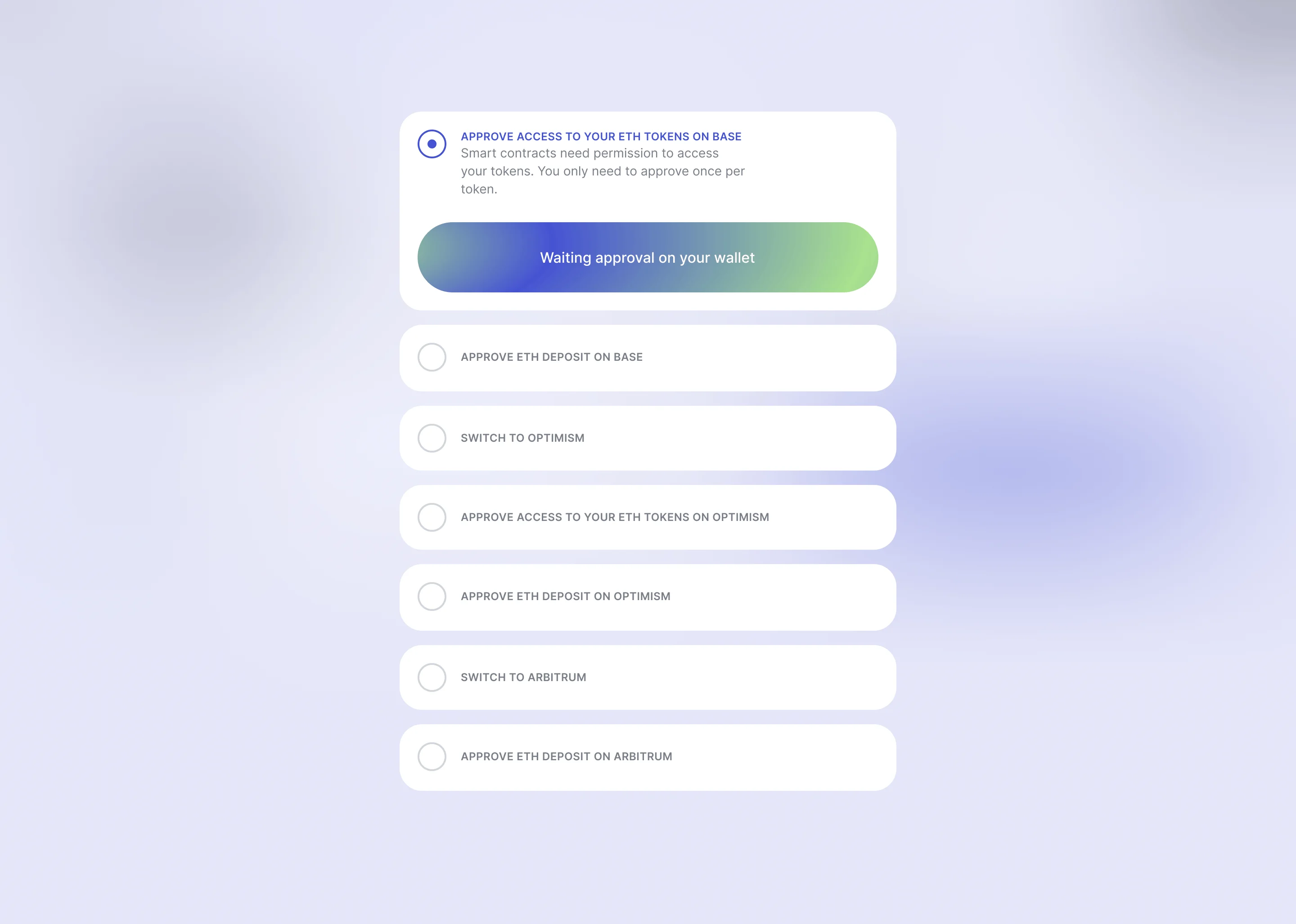 Deposit Approval Flow showing all steps user will need to complete