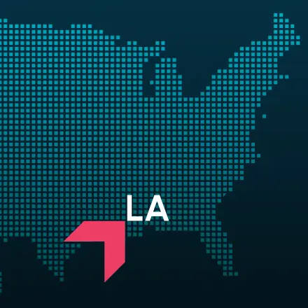 Map highlighting Louisiana with a red arrow, representing GIA Group, LLC truck insurance coverage area.