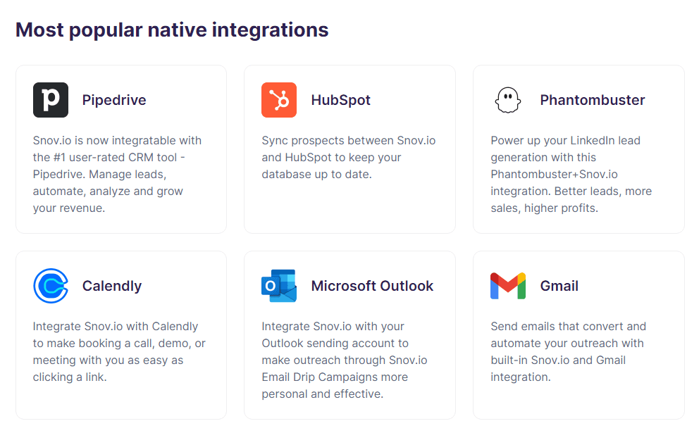 Snov.io Integration Capabilities