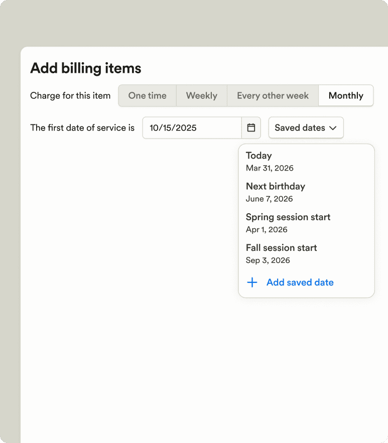 Reusable billing dates