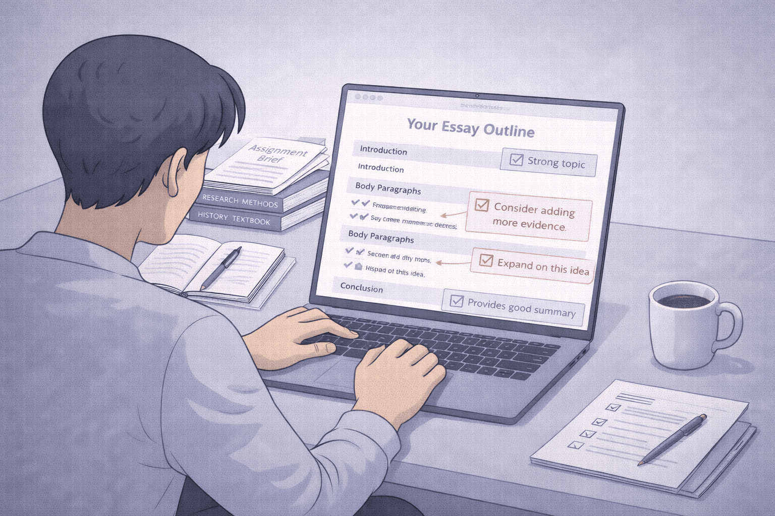 person analyzing essay - Best Homework Apps
