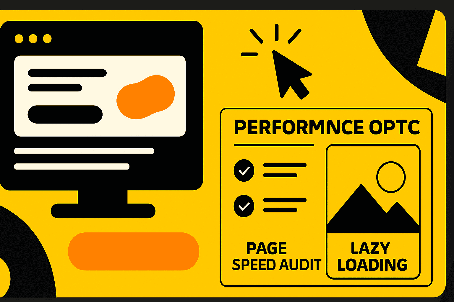 Performance optimization dashboard with CTA heatmaps, page speed audit checklist, and lazy loading configuration, modern digital interface.